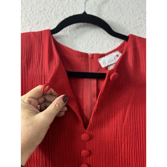 Vintage Scarlett Union Tag Ribbed Long Sleeve Red Dress Size 1 Bodycon USA Made - Picture 12 of 16
